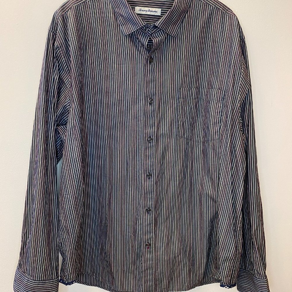 Tommy Bahama Silk & Cotton Striped Long Sleeve Button Down